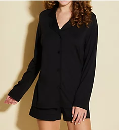 Bella Long Sleeve Short Pajama Set Black XS