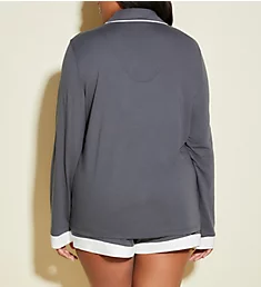 Bella Long Sleeve Short Pajama Set Anthracite/Ivory XS