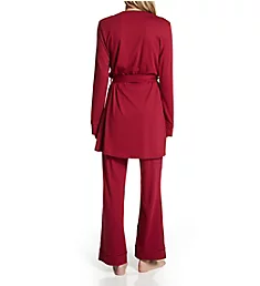 Bella Curvy Racerback Camisole Pant and Robe Set Deep Ruby L