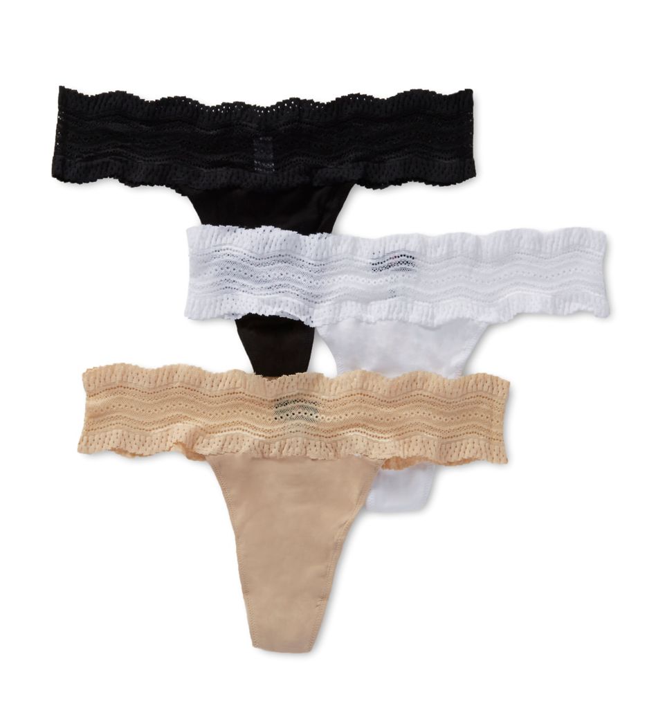 Dolce Thong - 3 Pack Black/Blush/White O/S by Cosabella