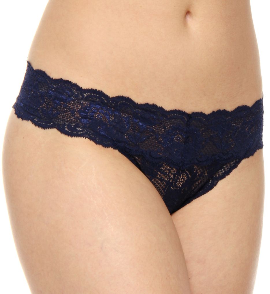 Cosabella Women's Never Say Never Cutie Low-Rider Lace Thong Panty in Navy Blue | HerRoom.com