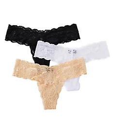 Never Say Never Cutie Thongs - 3 Pack Black/Blush/White O/S