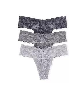 Never Say Never Cutie Thongs - 3 Pack DoGry/Platinum/Anthr O/S