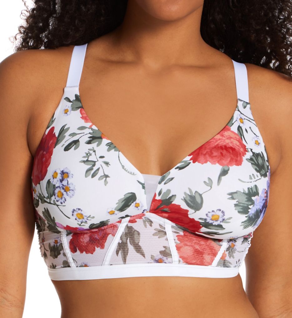 Cosabella : Cosabella SAR1162 Sardegna Printed Curvy Plunge Longline Bra (Peony Floral/ White XS)