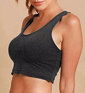 100% Organic Cotton Rib Bra Liner Melange Black 7
