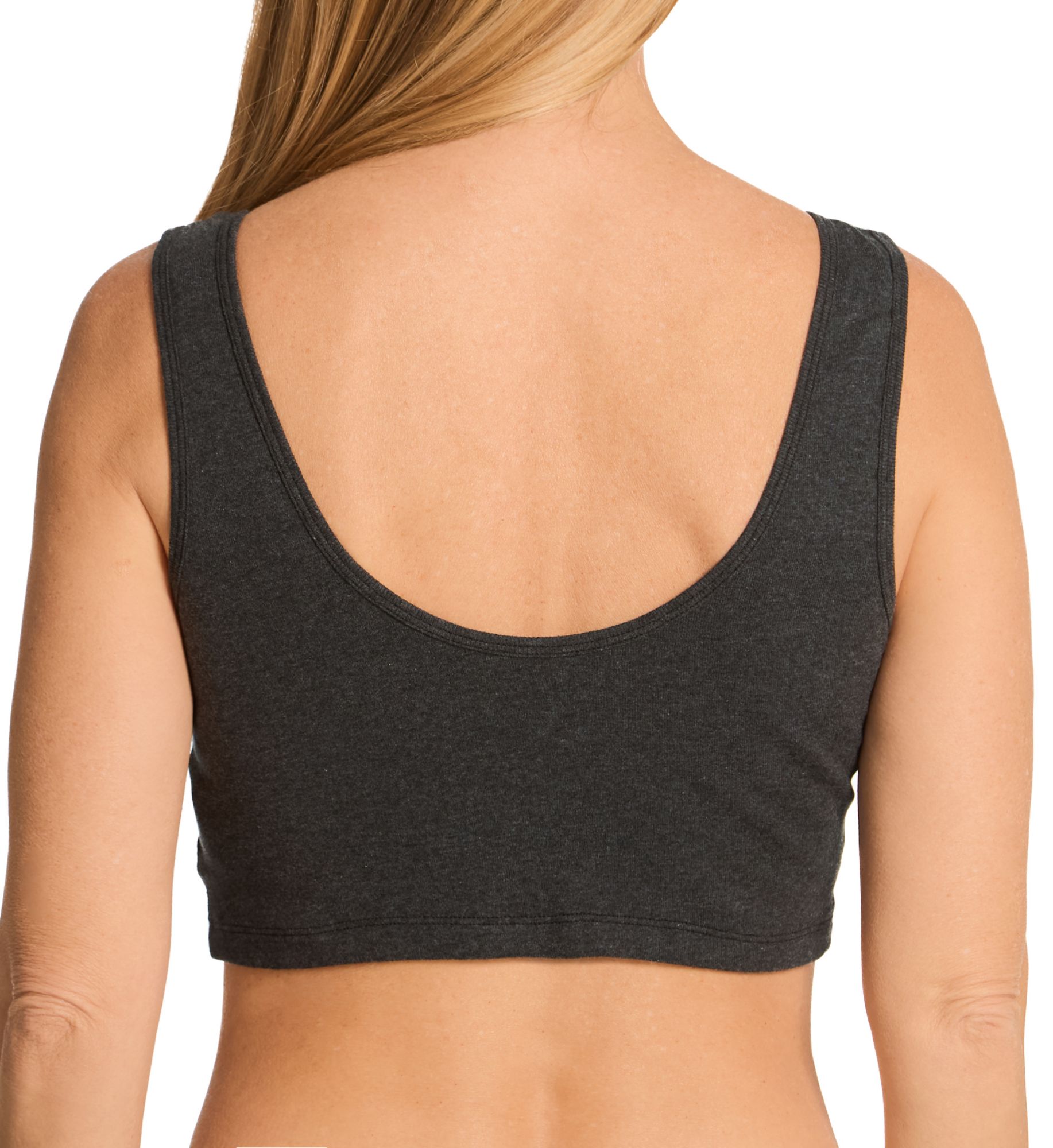 Cottonique 100% Organic Cotton Rib Bra Liner Melange Black 7  - Image 2