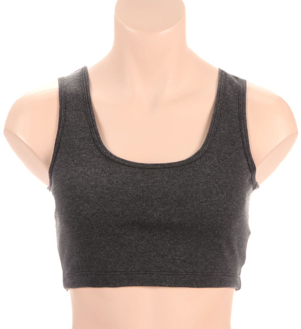 Cottonique 100% Organic Cotton Rib Bra Liner Melange Black 7  - Image 1