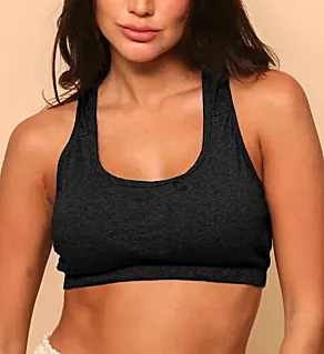 Latex Free Organic Cotton Racerback Croptop Bra Melange Black 4