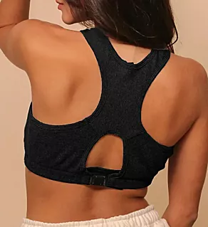 Latex Free Organic Cotton Racerback Croptop Bra Melange Black 4