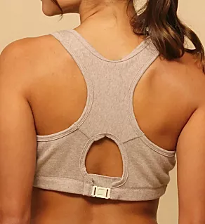 Latex Free Organic Cotton Racerback Croptop Bra Pebble Melange Brown 4