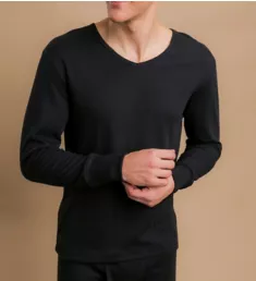 Latex Free Organic Cotton Long Sleeve Thermal Tee BLK S