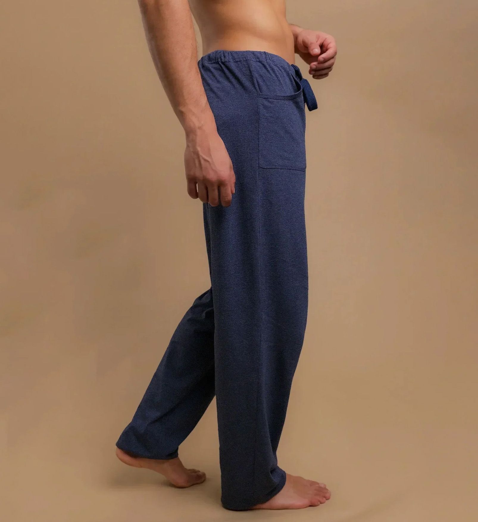 Cottonique Latex Free Organic Cotton Drawstring Lounge Pant Deep Melange Blue L/XL  - Image 1
