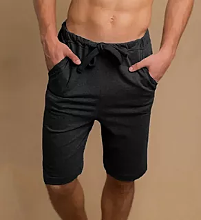 Latex Free Organic Cotton Drawstring Lounge Short Melange Black 2X/3X