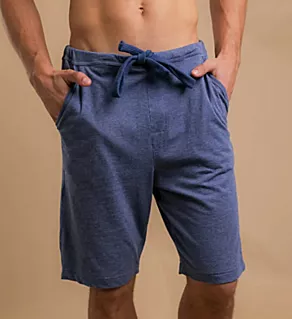 Latex Free Organic Cotton Drawstring Lounge Short Melange Blue L/XL