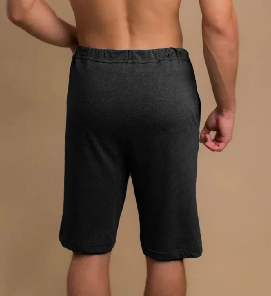 Cottonique Latex Free Organic Cotton Drawstring Lounge Short Melange Black 2X/3X  - Image 2