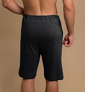Latex Free Organic Cotton Drawstring Lounge Short Melange Black 2X/3X