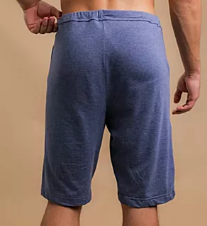 Latex Free Organic Cotton Drawstring Lounge Short Melange Blue L/XL