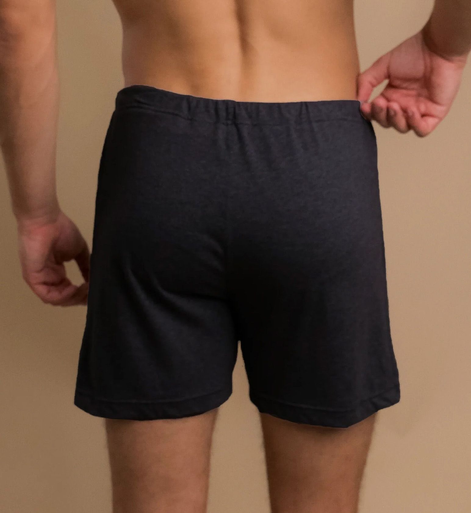 Cottonique Latex Free Organic Cotton Loose Boxer Short Melange Black S/M  - Image 2