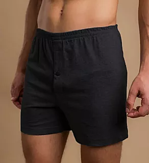 Latex Free Organic Cotton Elasticized Loose Boxer Melange Black 2XL
