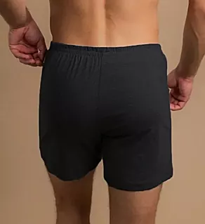 Latex Free Organic Cotton Elasticized Loose Boxer Melange Black 2XL
