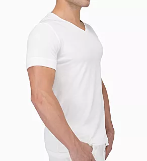 Latex Free Organic Cotton V-Neck T-Shirt Natural 2X