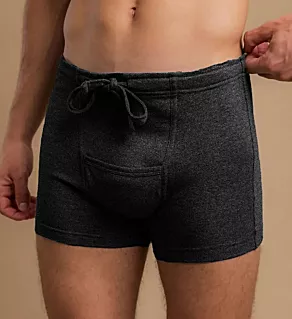 Latex Free Organic Cotton Drawstring Boxer Brief Melange Black XL
