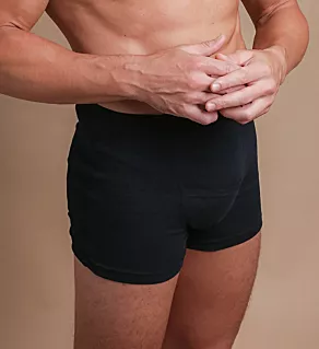 Latex Free Cotton Ribbed Elasticized Boxer Brief BLK S
