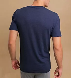 Latex Free Organic Cotton Crew Neck T-Shirt Deep Melange Blue 2XL