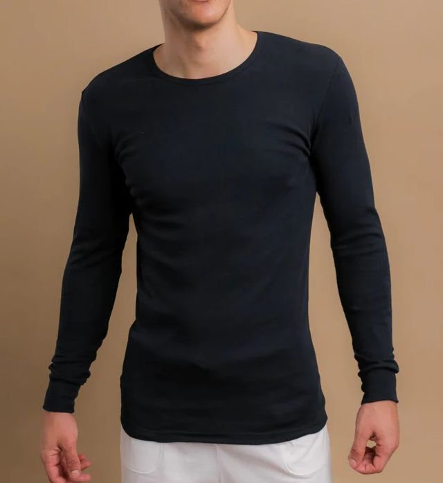 Cottonique Latex Free Organic Cotton Ribbed T-Shirt BLK M  - Image 1