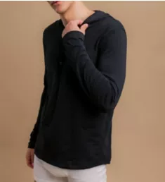 Long Sleeve Lightweight Cotton Jersey Hoodie BLK 2XL