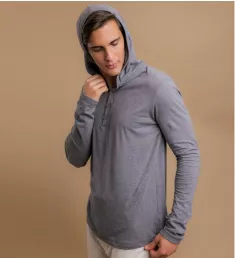 Long Sleeve Lightweight Cotton Jersey Hoodie MelGry 2XL