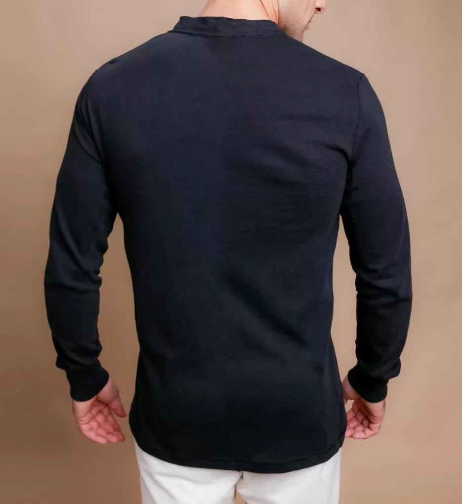 Latex Free Organic Cotton Long Sleeve Henley Shirt BLK M
