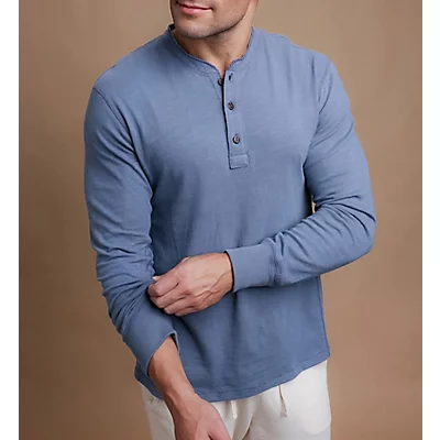 Latex Free Organic Cotton Long Sleeve Henley Shirt