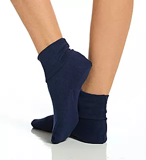 Latex Free Organic Cotton Booties - 2 Pack Deep Melange Blue S