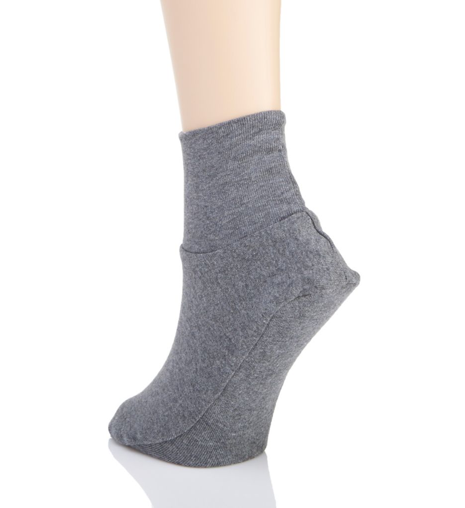 Cottonique Latex Free Organic Cotton Booties - 2 Pack Melange Grey M  - Image 2