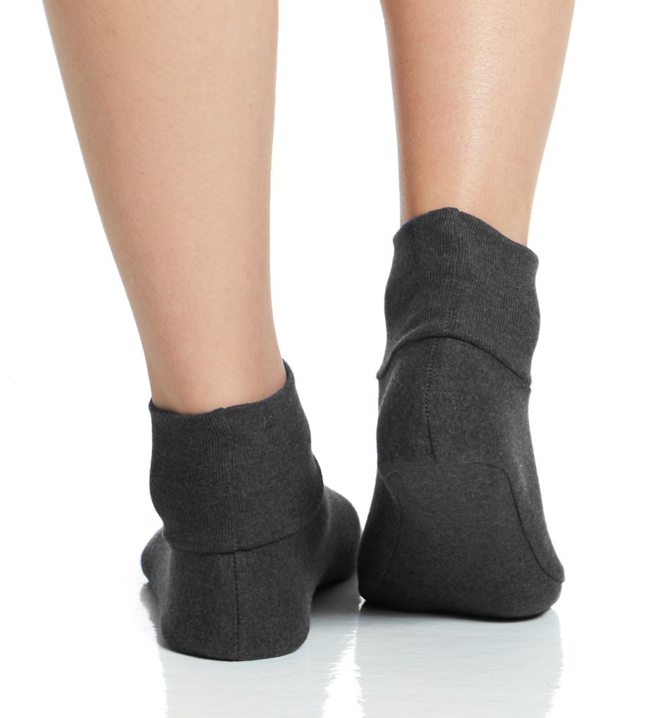 Cottonique Latex Free Organic Cotton Booties - 2 Pack Melange Black M  - Image 2