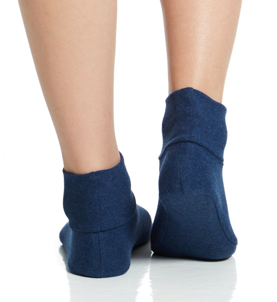 Cottonique Latex Free Organic Cotton Booties - 2 Pack Melange Blue M  - Image 2