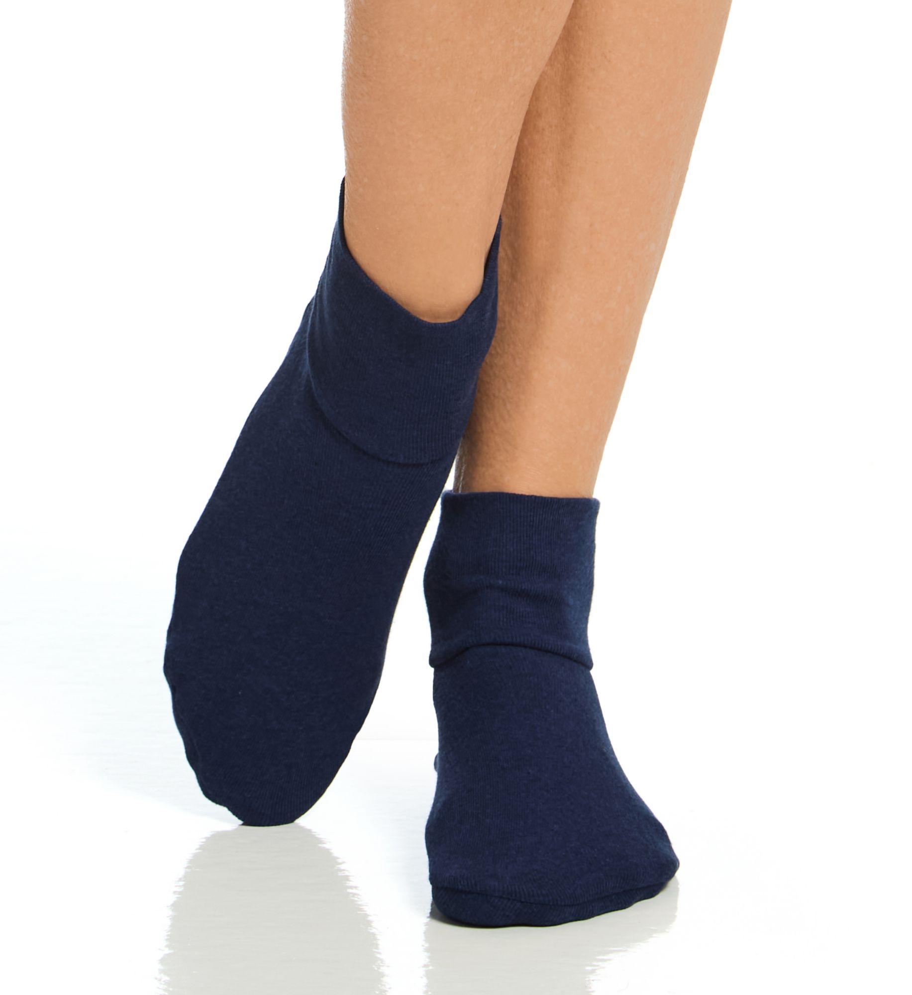 Cottonique Latex Free Organic Cotton Booties - 2 Pack Deep Melange Blue L  - Image 1