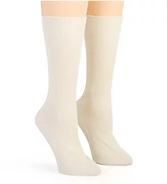 Latex Free Organic Cotton Crew Socks - 2 Pack Natural S