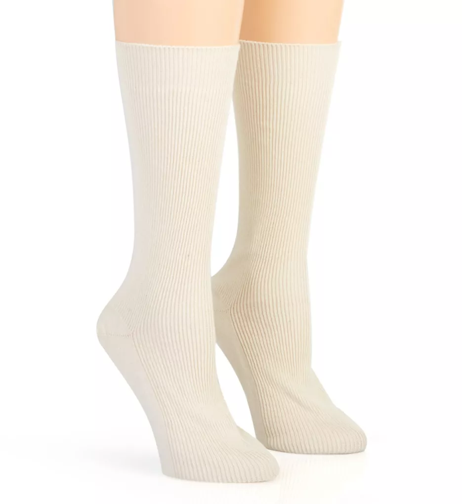 Latex Free Organic Cotton Crew Socks - 2 Pack Natural S