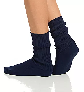Latex Free Organic Cotton Crew Socks - 2 Pack Deep Melange Blue 2X
