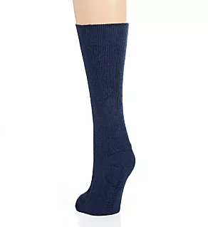 Latex Free Organic Cotton Crew Socks - 2 Pack Melange Blue S