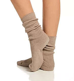Latex Free Organic Cotton Crew Socks - 2 Pack Pebble Melange Brown XL