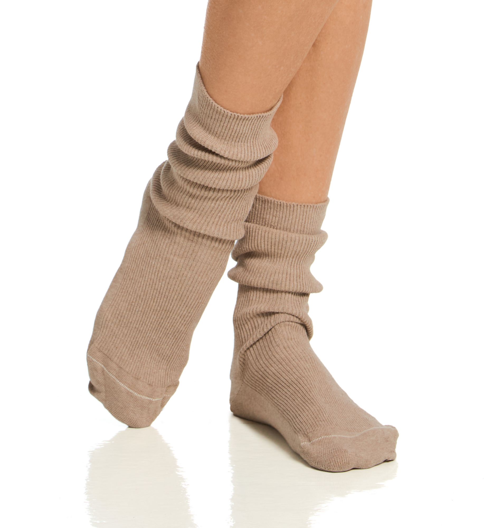 Cottonique Latex Free Organic Cotton Crew Socks - 2 Pack Pebble Melange Brown M  - Image 1