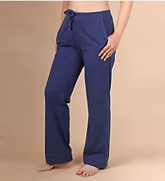 Latex Free Cotton Drawstring Sleep Pant w/ Pockets Melange Blue 5