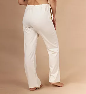 Latex Free Cotton Drawstring Sleep Pant w/ Pockets Natural 5