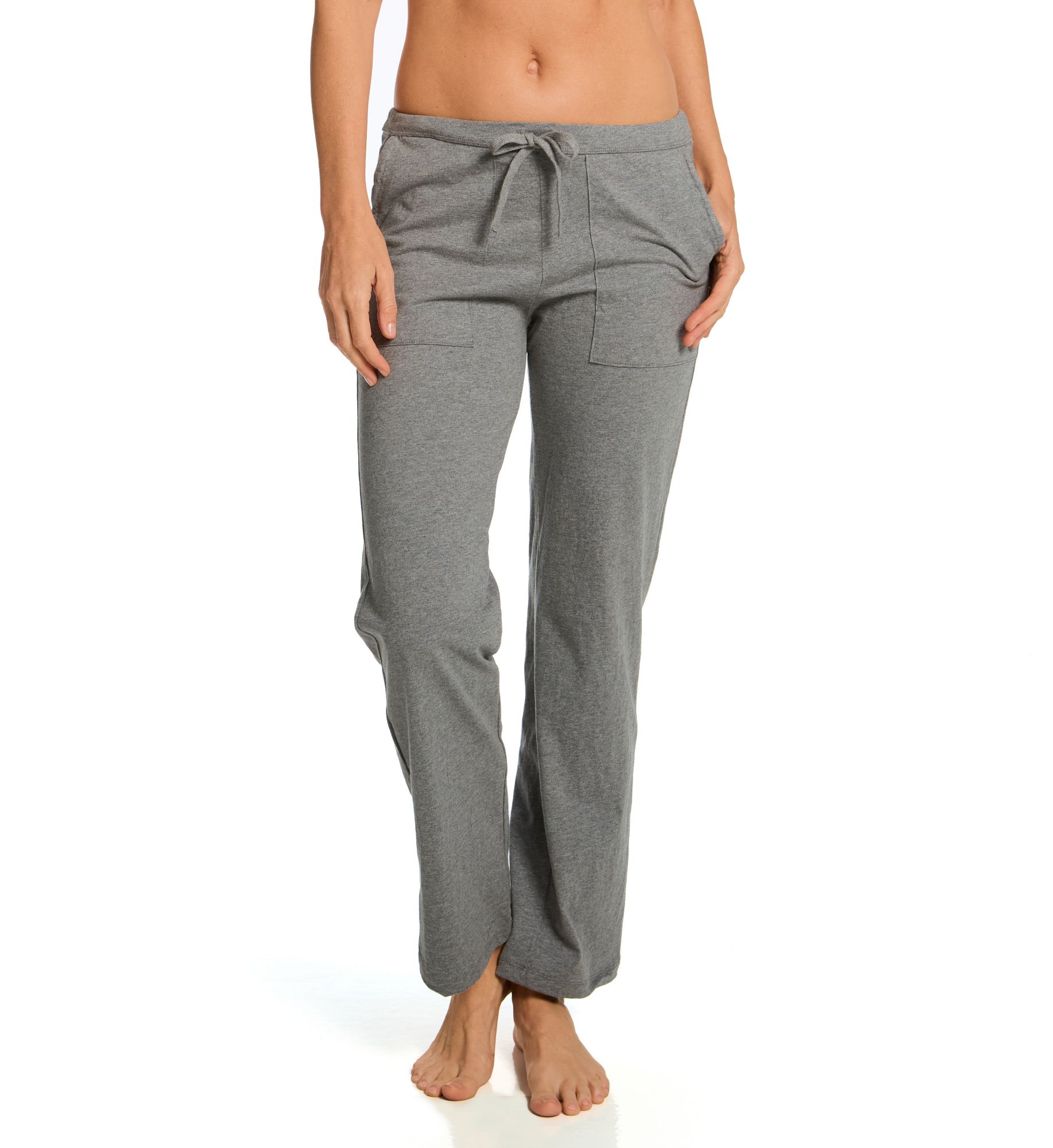 Cottonique Latex Free Cotton Drawstring Sleep Pant w/ Pockets Heather Grey 7  - Image 1