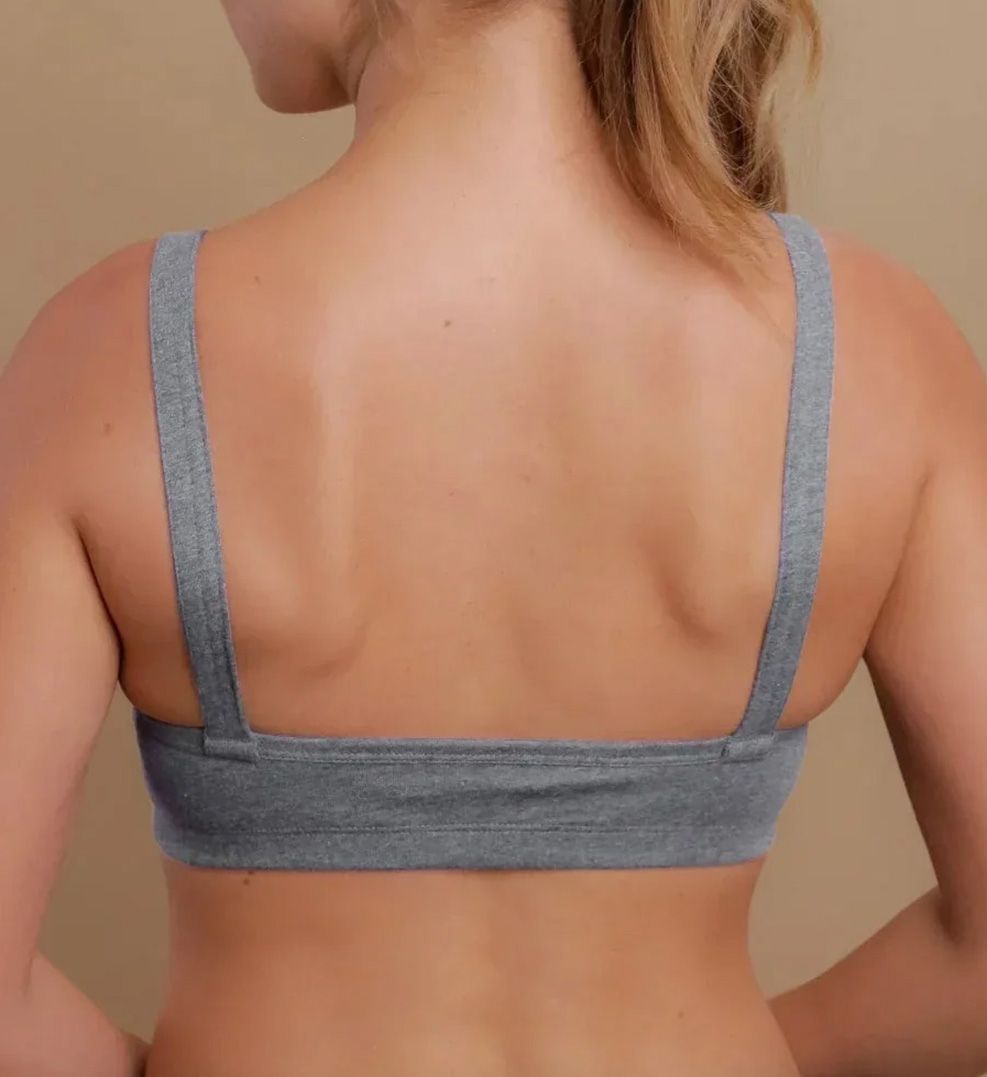 Cottonique Latex Free Organic Cotton Slimfit Pullover Bra Heather Grey 6  - Image 2