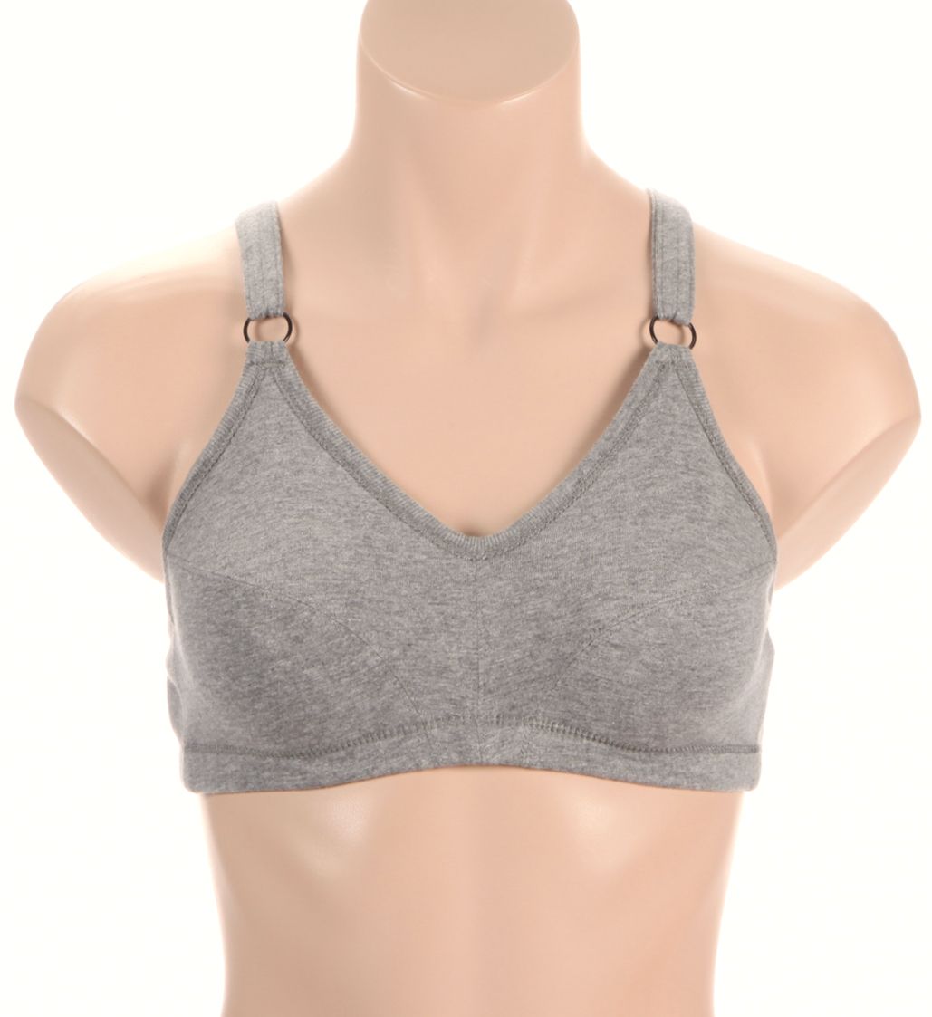 Cottonique Latex Free Organic Cotton Slimfit Pullover Bra Heather Grey 6  - Image 1