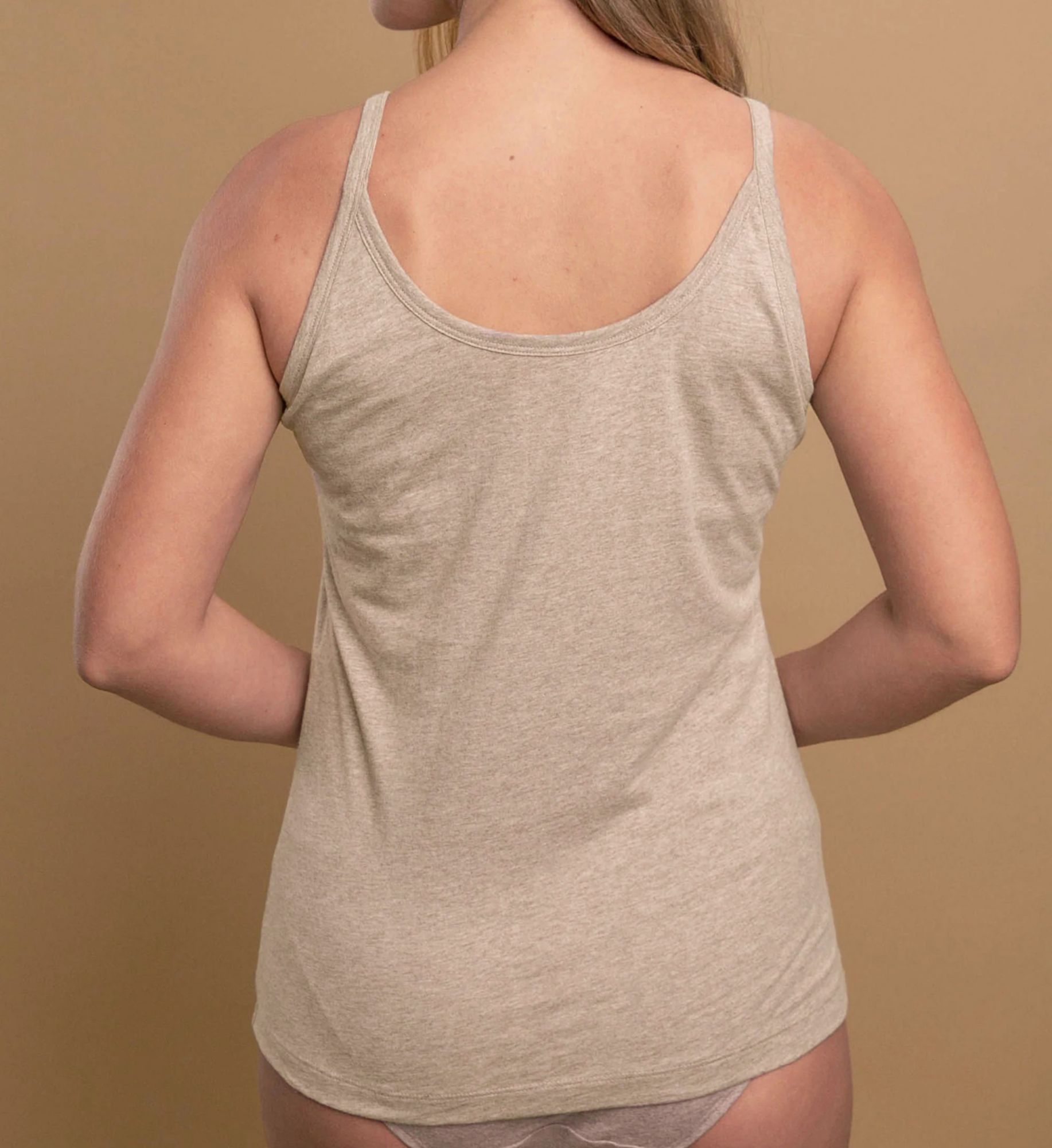 Cottonique Latex Free Organic Cotton Camisole Pebble Melange Brown 7  - Image 2